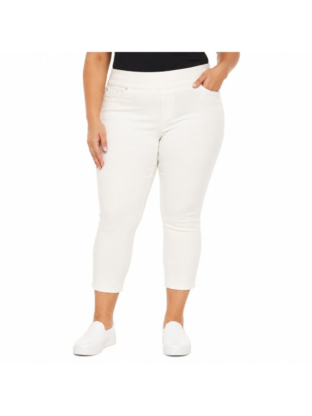 NEW DG2 Diane Gilman Ivory Virtual Stretch Cropped Skinny Jeans - 2X